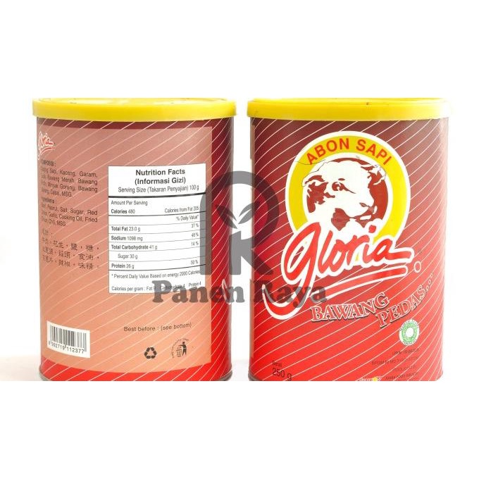 

fif Abon Sapi Gloria Bawang Pedas Kaleng 250gr