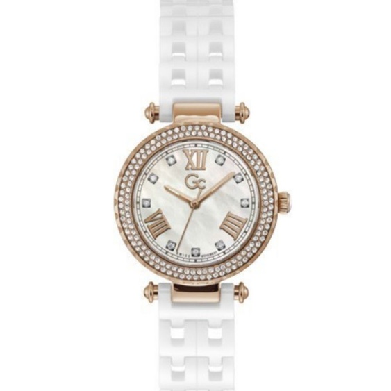 jam tangan wanita original GC Y66006L1MF ROSEGOLD CERAMIC PUTIH