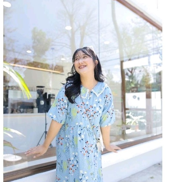 Daster Andin Ld 115Cm Standar & Ld 130Cm Jumbo / Daster Korea / Daster Kerah Renda / Dress Korea