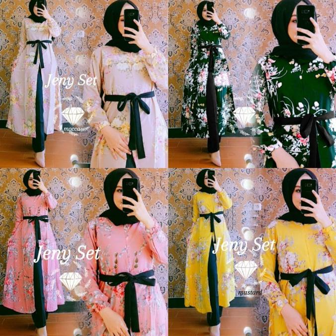 Setelan Celana Wanita Set Tunik Muslim Busui Baju Tunic Pesta Kekinian