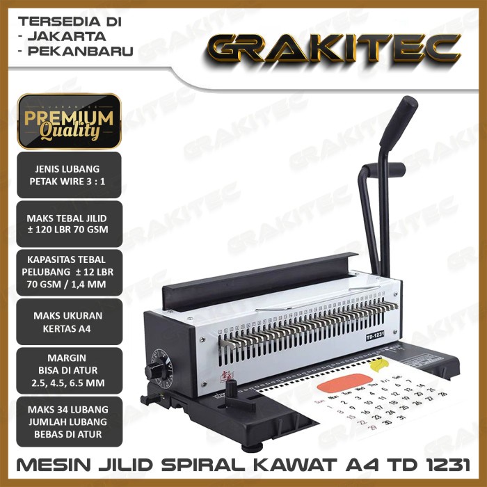 Katlen Mesin Jilid Spiral Kawat Grakitec Td-1231 (Bahan Mesin Logam Besi)