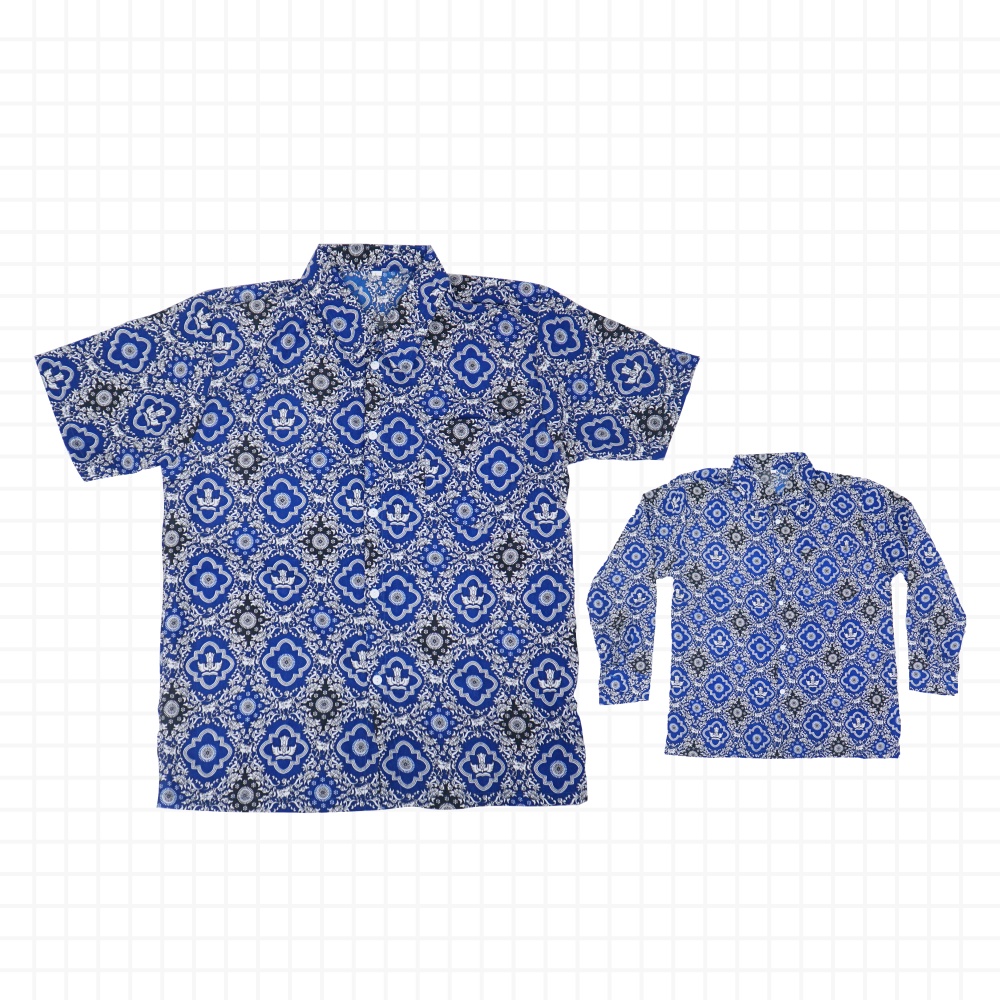 Baju Batik Sekolah Motif Tunas Harapan Biru Size SMP