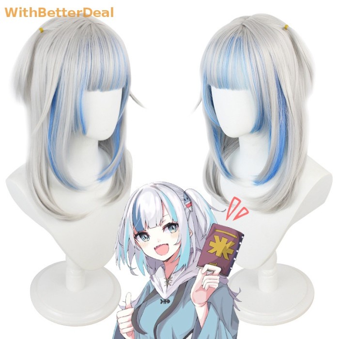 Better Anime Hololive Gawr Gura Cosplay Wig Tahan Panas Wig Sintetis