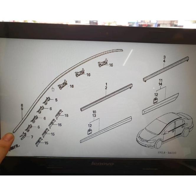 Karet List Roof Atap Bagian Atas Samping Kaca Depan Civic Fd Fd1 Fd2