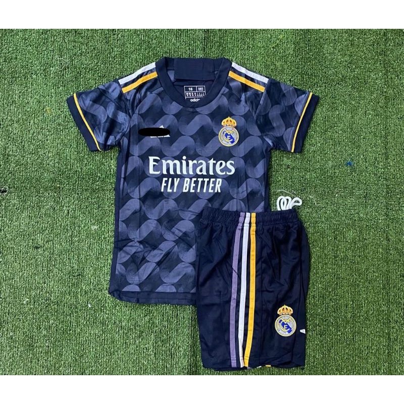 JERSEY BOLA ANAK REAL MADRID AWAY KIDS GRADE ORI IMPORT 2023 2024