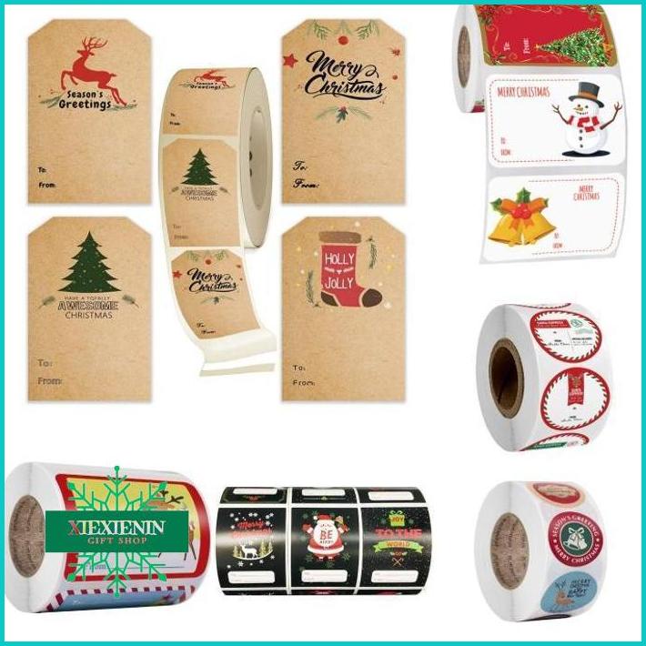

XIEXIENIN Stiker Natal isi 500 Kartu Ucapan Hangtag Sticker Merry Christmas Card