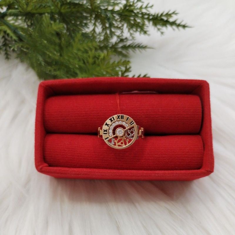 Cincin 8k cincin wanita model Jam cantik dan unik listrik hitam, mata putih