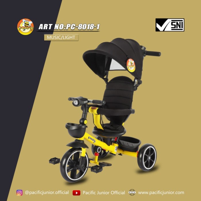 Promo Tricycle Pacific 8018-1 Baby Stroller Dorongan Anak Sepeda Roda Tiga