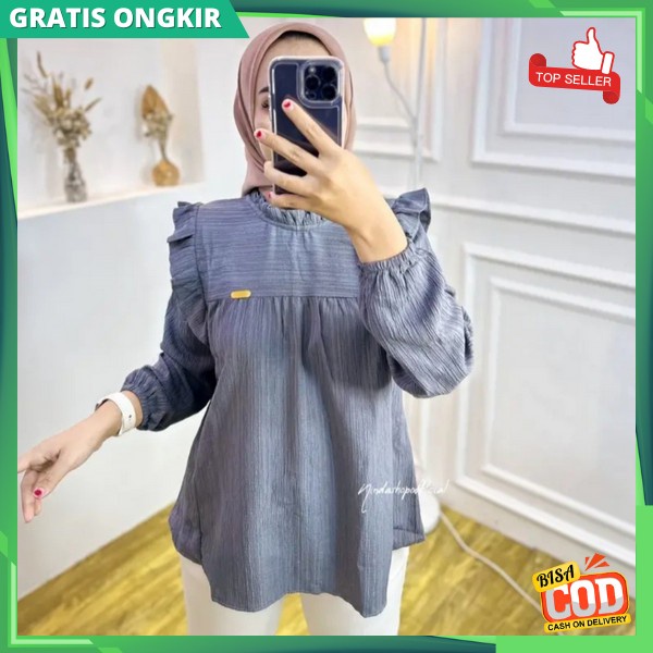 Atasn Kameja Wanita Outfit Kekinian Kemej Kerja Santai Buls Waita Premium Atasan Cewek Import Atasan