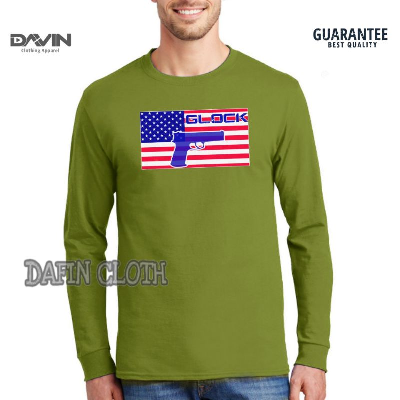 Kaos Pria Baju Tshirt Lengan Panjang Glock USA