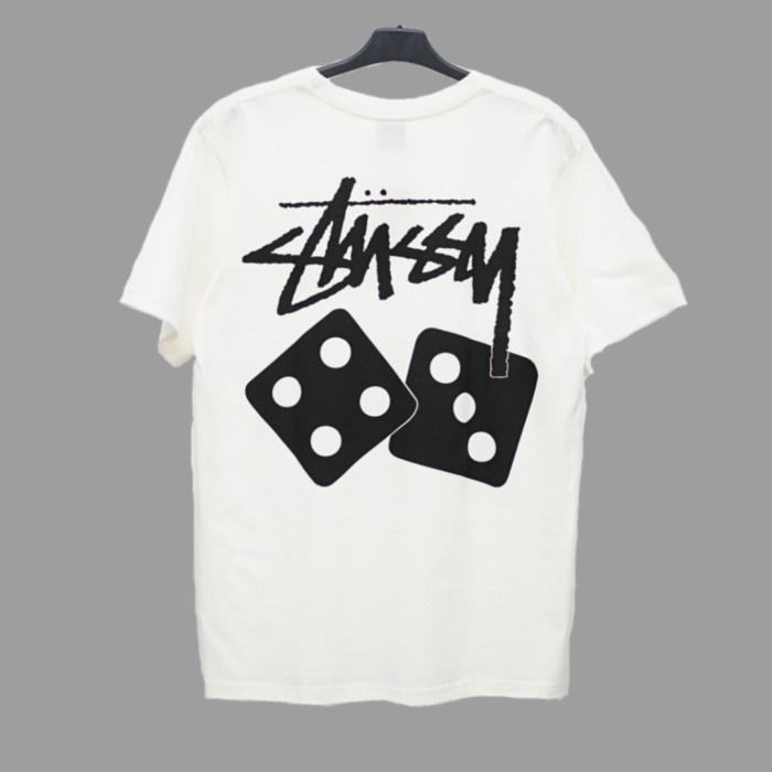 TSHIRT STUSSY BLACK DICE LOGO WHITE ORIGINAL KAOS PRIA WANITA HYPE - S