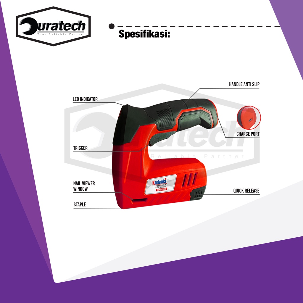 

Mesin Paku Staples 2In1 Baterai Cordless Stapler Gun Kodenki - Alat Stapler Gun Batre Cordless Isi