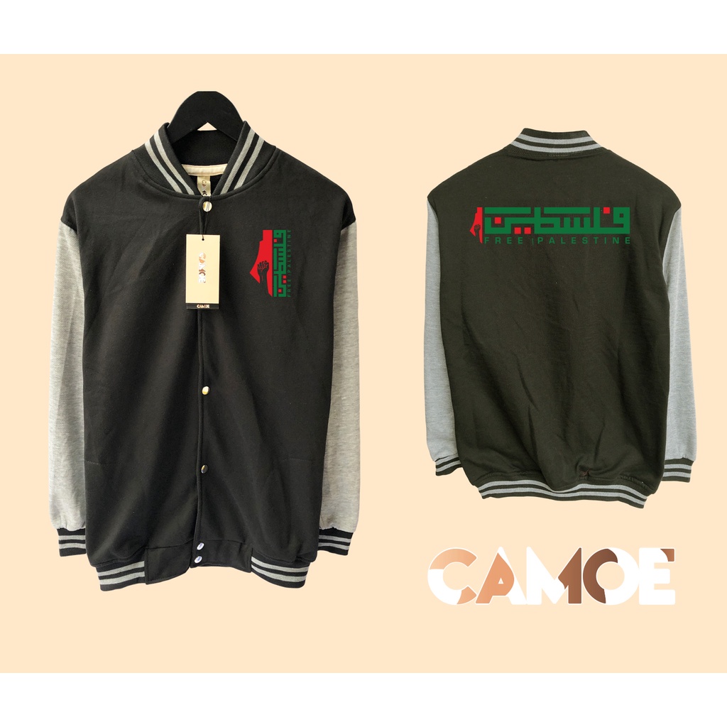 Jaket Baseball Varsity Free Palestine Arabic Arab Palestina Peta