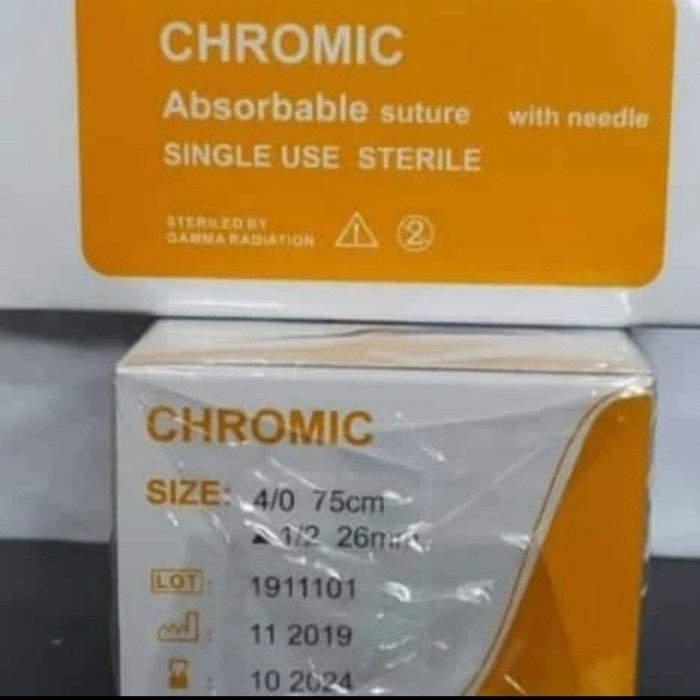 benang chromic 4/0, catgut chromic plus jarum, chromic 3/0 isi 12 -Tatasie