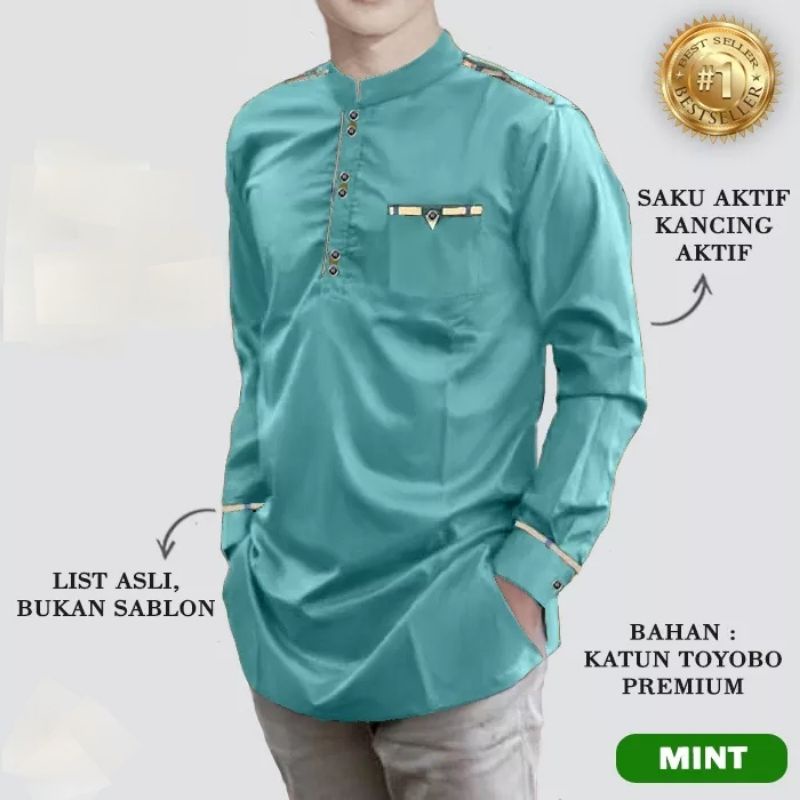 Baju Kemeja Kurta Qurta Khurta Koko Pria Laki Arab Muslim RAJA TOJIRO Lengan Tangan Panjang Untuk Ac