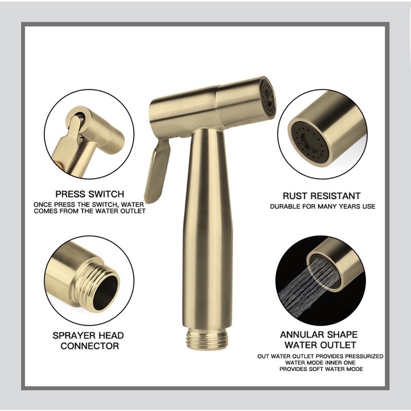 Kerrogee 1 Set 3/4 Pcs Classic Gold Jet Closet Shower Toilet Shower Jet Washer Bidet Classic Gold