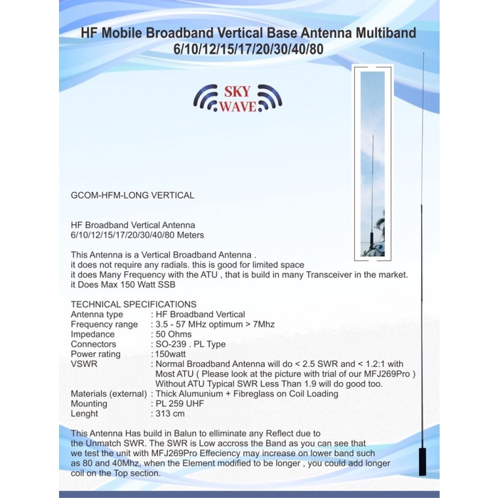 Ssb Hf Mobile Portable Emergency Antenna , Antenna Mobil 80M-6M Band