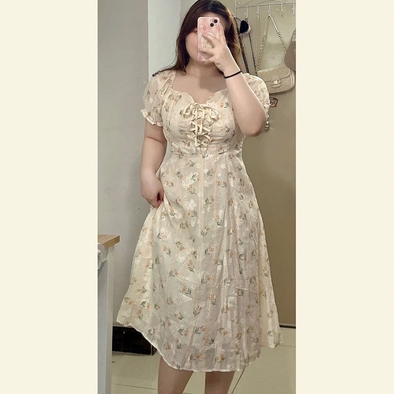 Korean Style Women's Clothing Embroidery Floral Dress Women's Floral Skirt Long Tea Dress