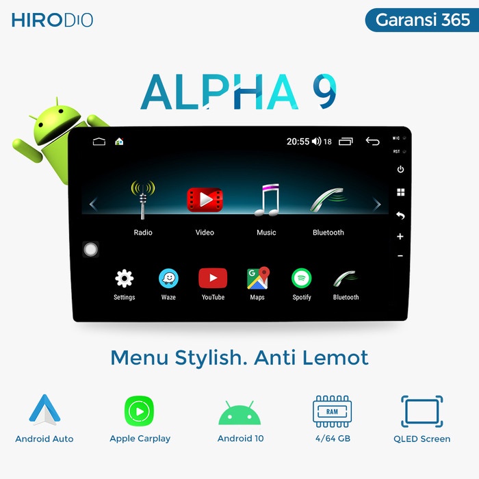 HIRODIO Alpha 9 - Headunit 2 DIN 9 inch - QLED 4/64
