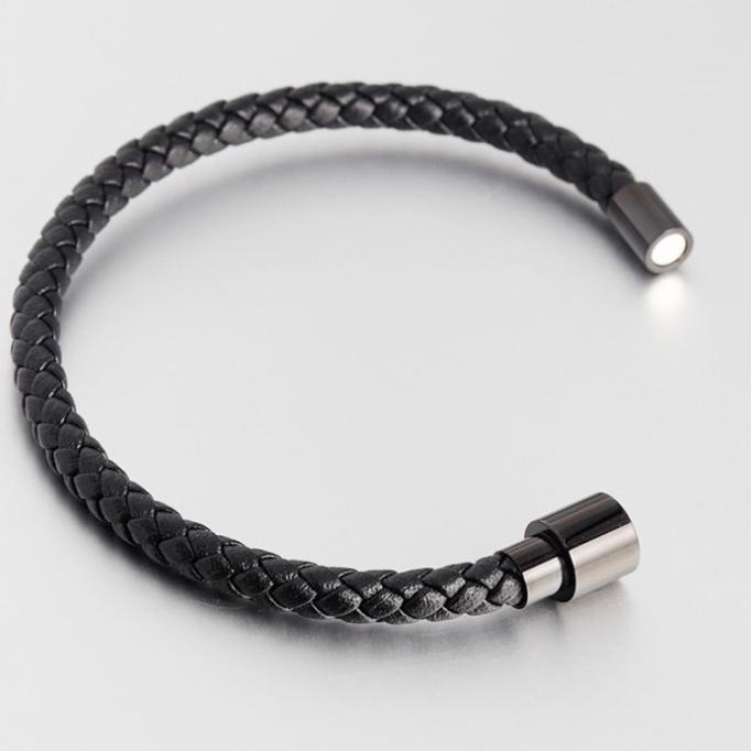 Gelang Tali Kulit Pria Kulit Tali Woven Simple G16