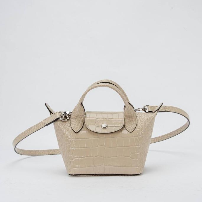 Longchamp le pliage cuir top handle XS mini croco