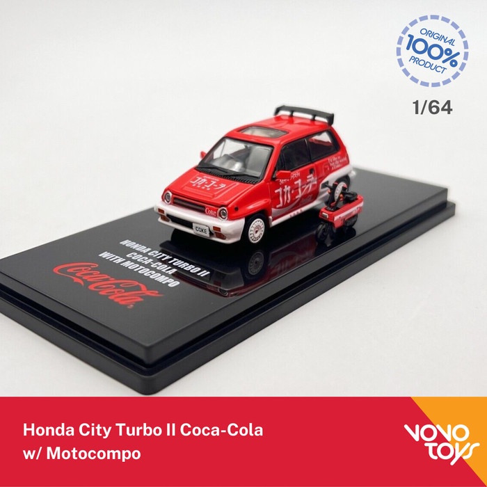 HOT SALE INNO 1/64 HONDA CITY TURBO II COCA-COLA WITH MOTOCOMPO INNO64 TERLARIS