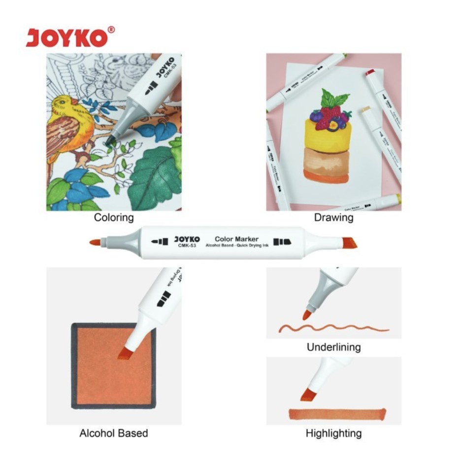 

[ Set ] Spidol / Brush / Colng Marker / Sketch Marker - Joyko Cmk-53-12