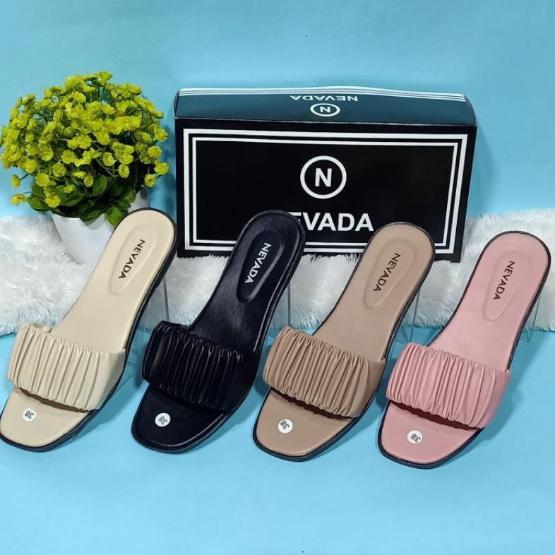 Lebih Murah Sandal Nevada Wanita / Sandal Teplek Nevada / Sandal Teplek Wanita / Sandal Kerut Olivia