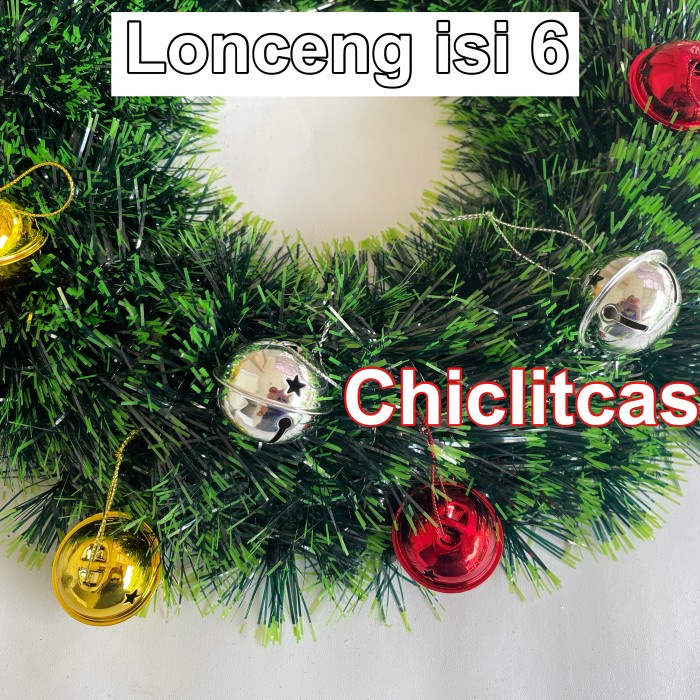 Lonceng natal isi 6 / lonceng dekorasi pohon natal/ bell natal ornamen