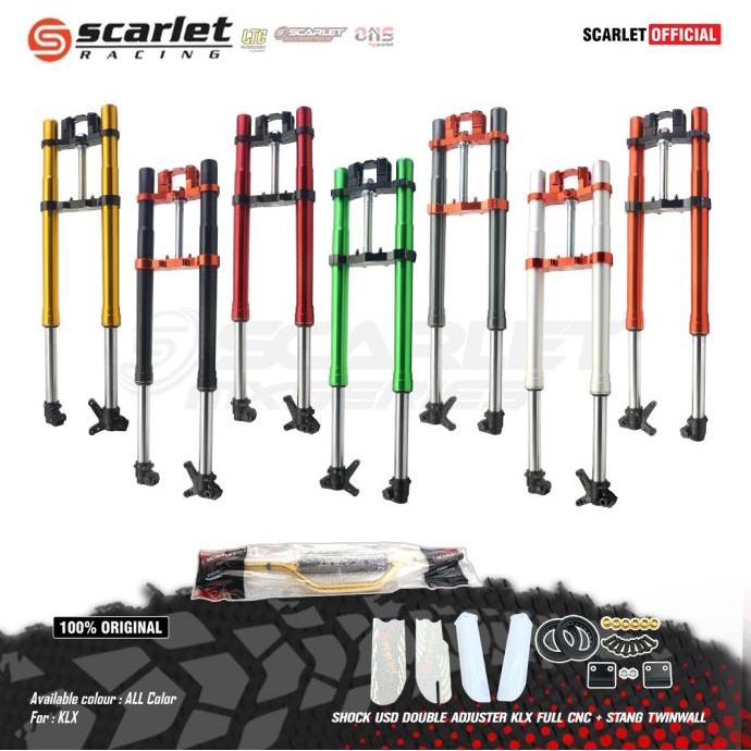 SCARLET RACING Shock USD Double Adjuster KLX CNC + Stang