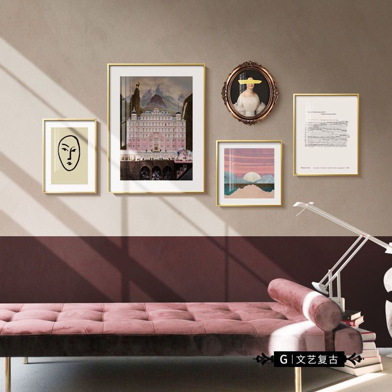 Lukisan Dekoratif Ruang Tamu Retro Gaya Eropa Lukisan Dinding Kombinasi Latar Belakang Sofa Mural Se