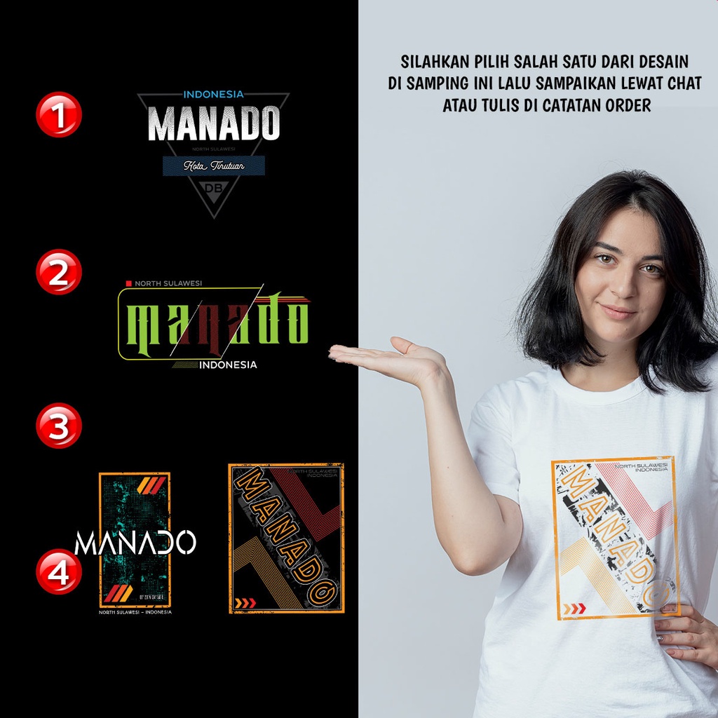 Kaos Distro MANADO Premium - 4 DESAIN KEREN MANADO - XMND3