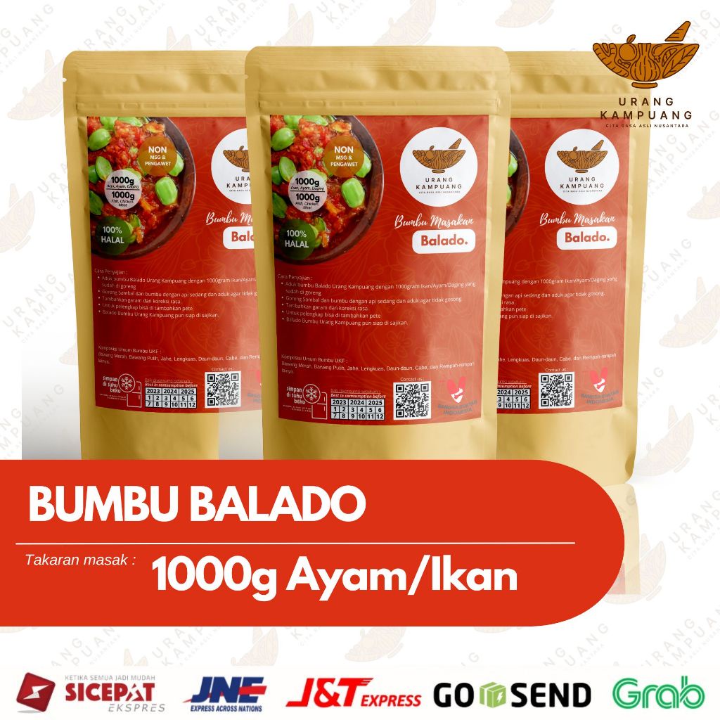 

Bumbu Balado Olahan 1 Kg Ayam Daging dan Ikan Non MSG dan Pengawet Urang Kampuang Food