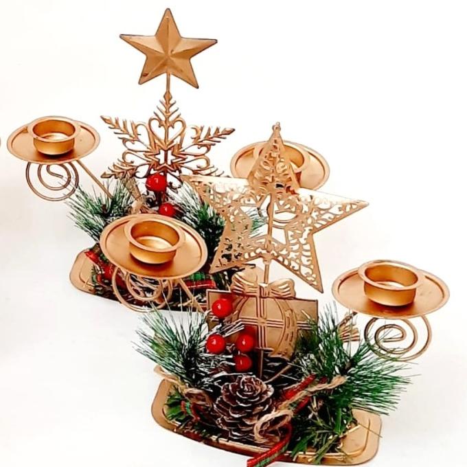 

Tempat Lilin Doa 2 Cabang Hiasan Natal Murah Kado Santa Snowflake Original