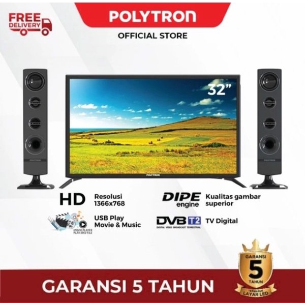 Led Tv 32 Inch Polytron 32TV0755 Digital Hd Tv PLD-32TV0755
