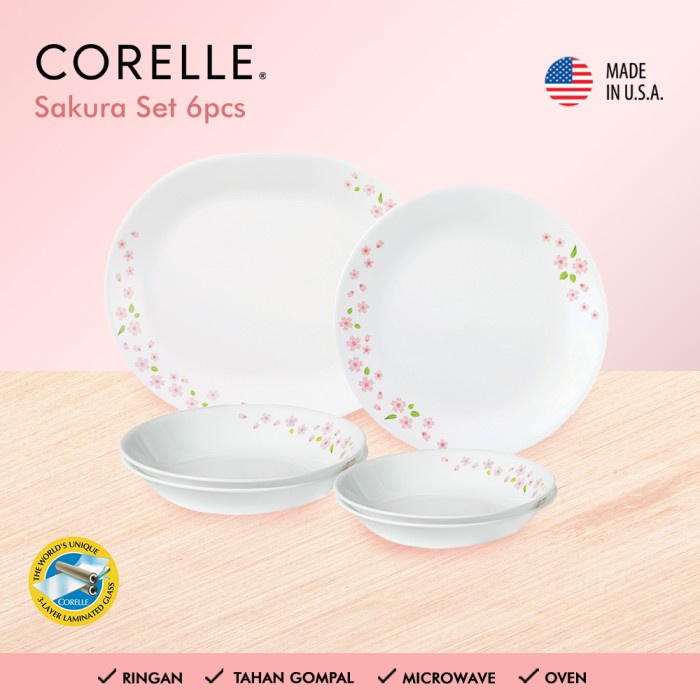 Promo Corelle Sakura Serving Set Piring Makan 6Pcs