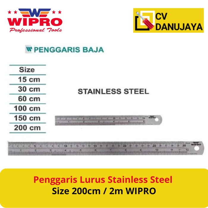 

Sarila Penggaris Garisan Ruller Lurus Stainless Steel Size 200Cm / 2M