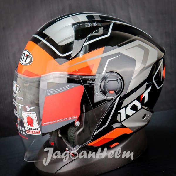 Kyt Helm D-City Overtech Black Orange Dcity Double Visor