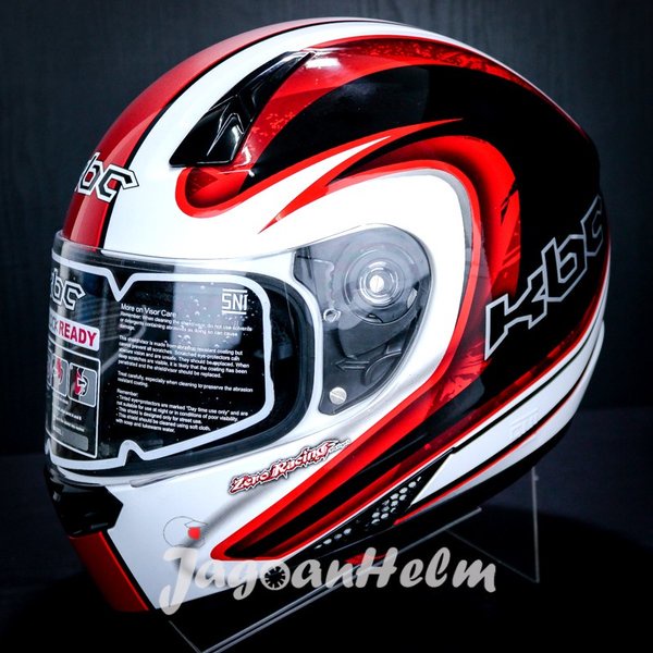 Kbc Helm Vk Zero White ~ Red Black Fullface Ddring Visor Flat