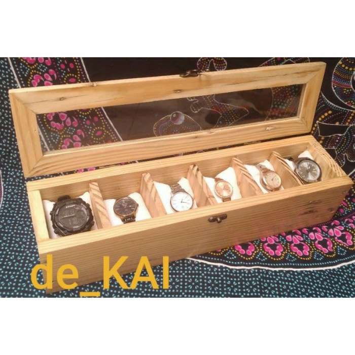 Promo Kotak Jam Tangan Kayu Jati Belanda Isi 6 / Box Jam Tangan Kayu