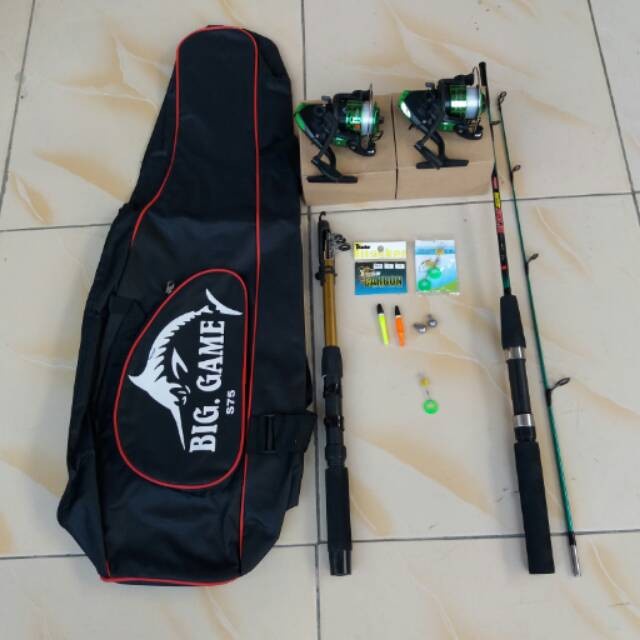 2 Set Alat Pancing Pasangan Joran Antena Vs Joran Sambung 2