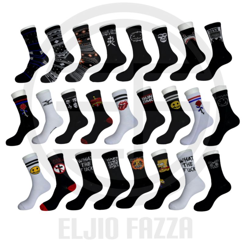 NEW - 1 LUSIN KAOS KAKI PANJANG MOTIF /KAOS KAKI OLDSCHOOL PANJANG
