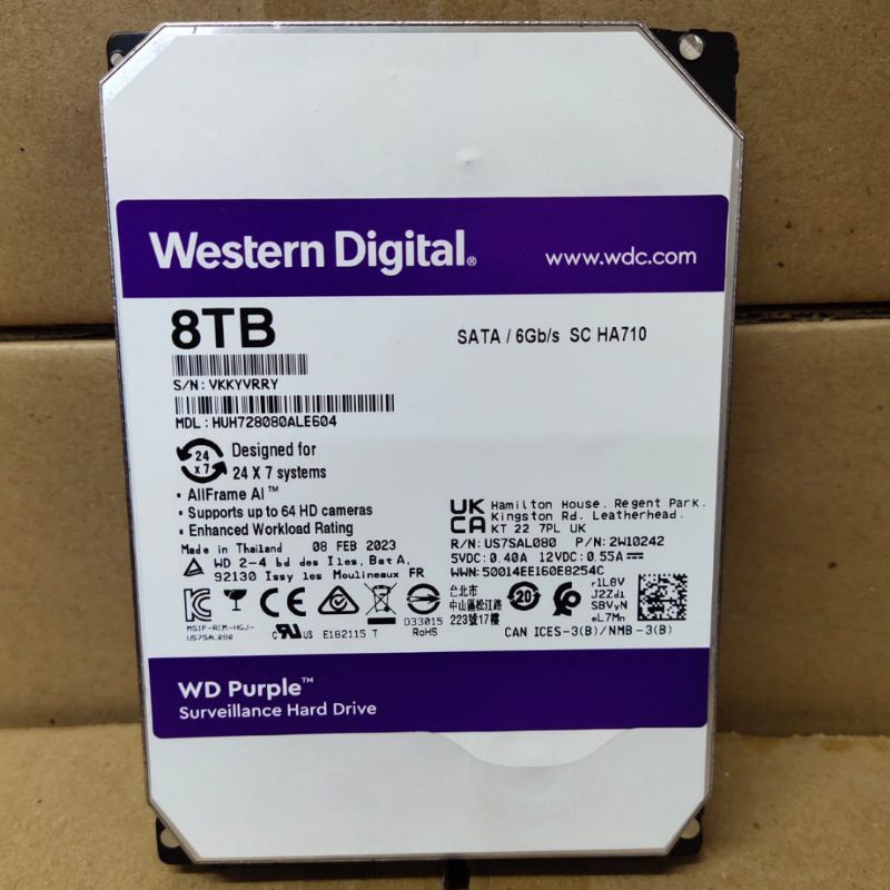 Hdd Internal Wd Purple 8Tb - Cctv Hdd - Internal Hardisk Surveillance