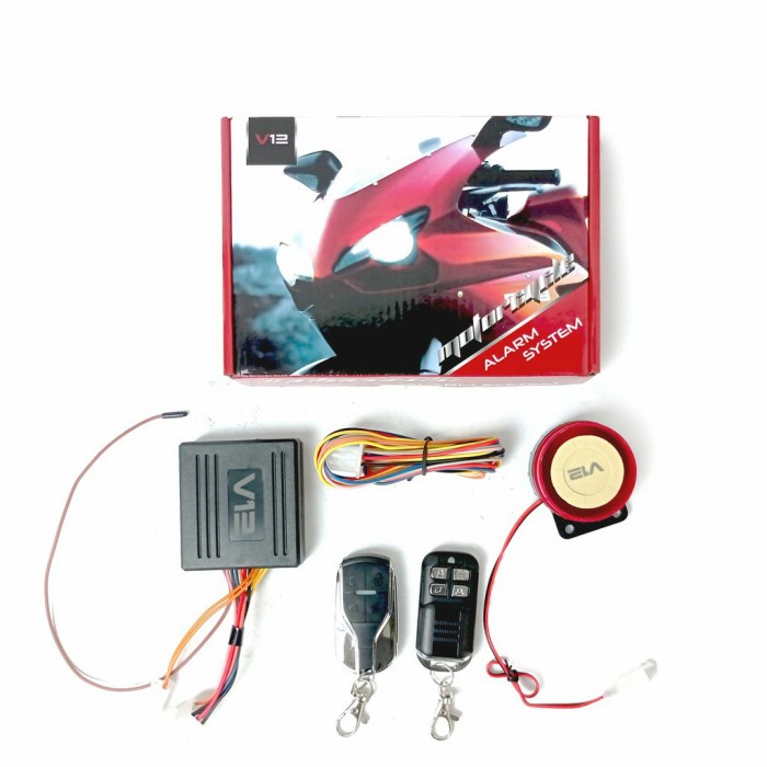 Alarm Motor Remote V12 Fitur Stater Remot - Alarm Motor Antimaling