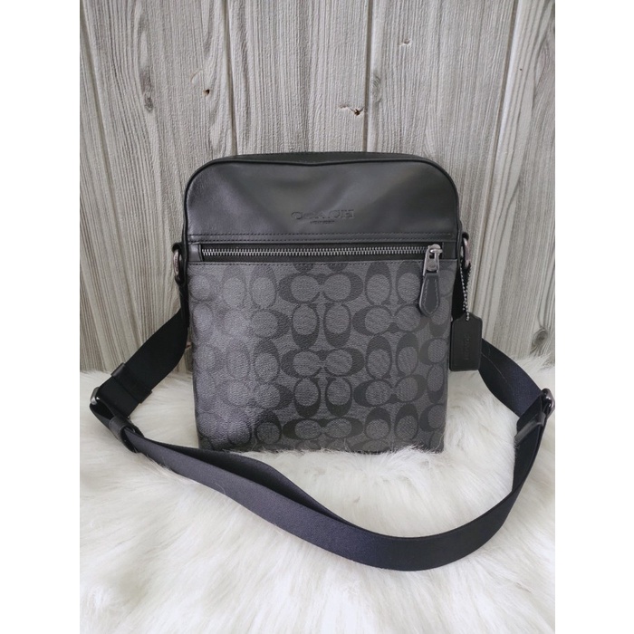 TAS BRANDED 4010 MEN SIGNATURE HOUSTON FLIGHT BAG CHARCOAL BLACK