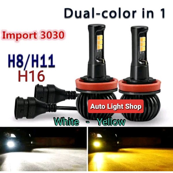 Lampu LED H11 . H16 . H8 X5 PUTIH . KUNING DUAL WARNA