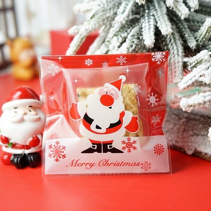 

#####] (New)100lembar plastik cookies Natal plastik Merry Christmas kemasan