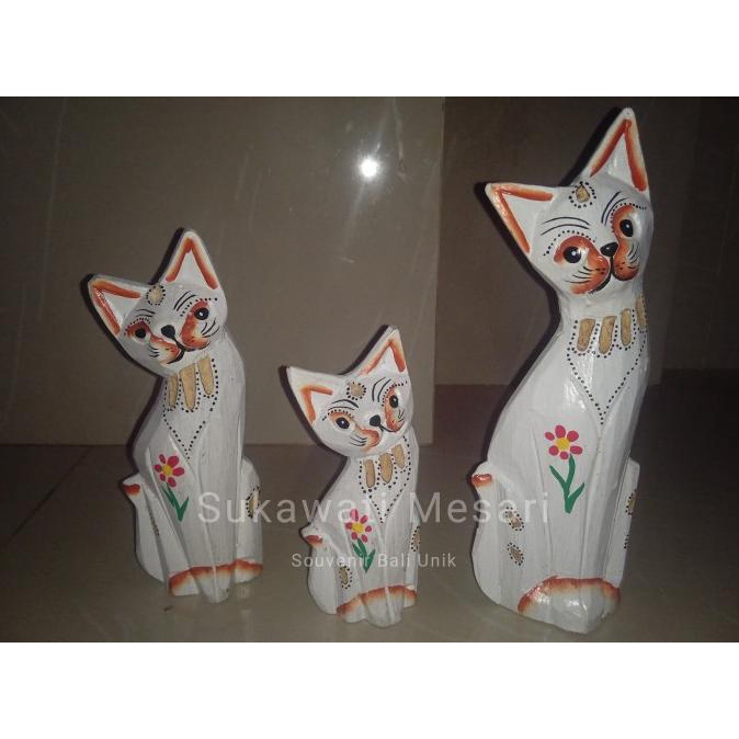 *****] Hiasan Meja Dekorasi Patung Kucing Mainan Anak Souvenir Handmade Bali