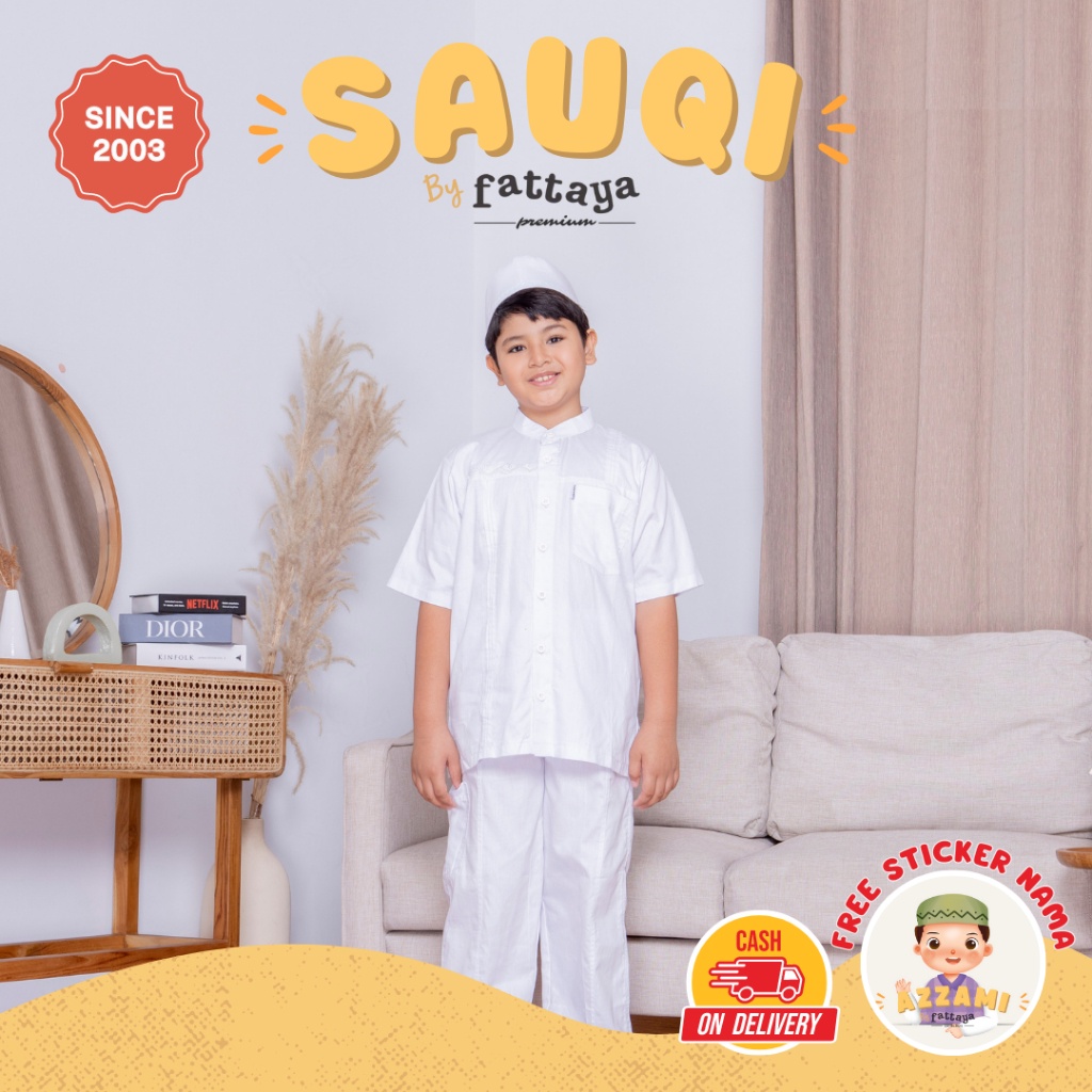EXCLUSIVE ANAK ANAK Fattaya Premium Koko Anak Sauqi - Baju Muslim Laki-laki Busana Putra Putih