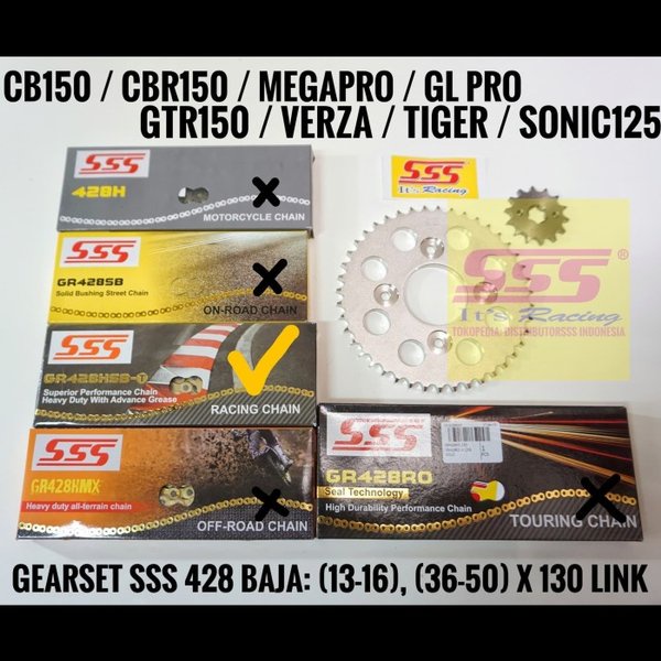 GIR SET SONIC 150 R SUPRA GTR 150 BAJA 428 SSS HSBT